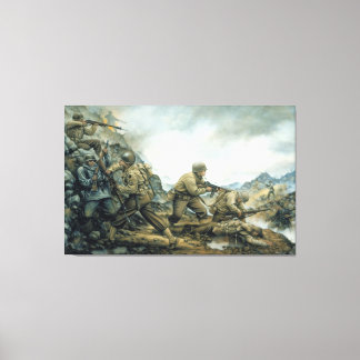 Red Bull in der Winterlinie von Donna Neary Print Leinwanddruck