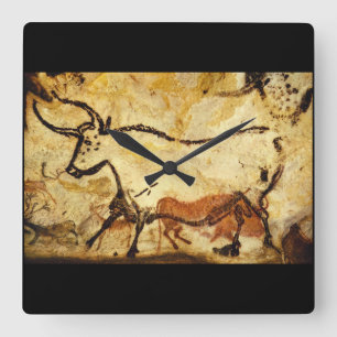 Red Bull', Lascaux, Dordogne_Art of Antiquity Quadratische Wanduhr