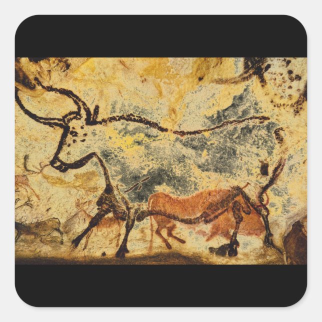 Red Bull', Lascaux, Dordogne_Art of Antiquity Quadratischer Aufkleber (Vorderseite)