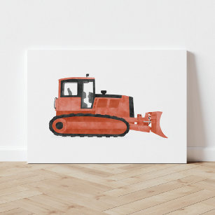 Red Bulldozer Konstruktionsfahrzeug Canvas Print Leinwanddruck