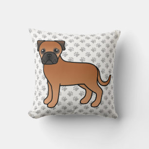 Red Bullmastiff Niedlich Cartoon Dog & Paws Kissen