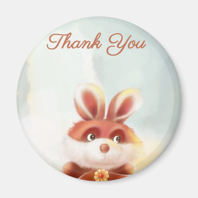 Red Bunny Danke Magnet (Vorne)