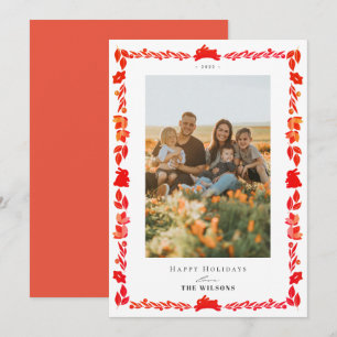 Red Bunny Folk Art Weihnachten Weihnachten Weihnac Einladung