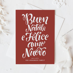 Red Buon Natale e Felice Anno Nuovo Script Feiertagspostkarte
