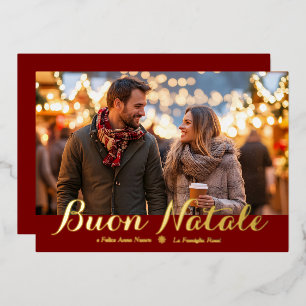 Red Buon Natale e Felice Anno Nuovo Script Foto Folien Feiertagskarte