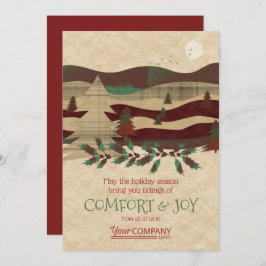 Red, Burgund, Beige Rustic Company Holiday Cards Karte