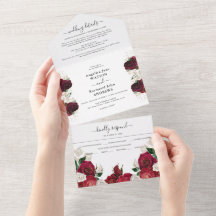 Red Burgund & White Floral Elegante Hochzeit