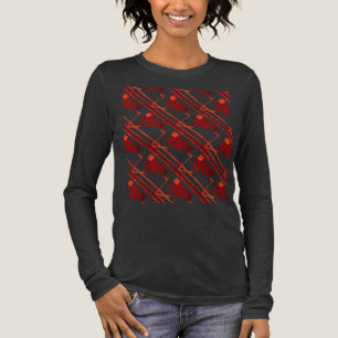 Red Burgundy Abstrakt Tiles Pattern Tri-Blend Shirt