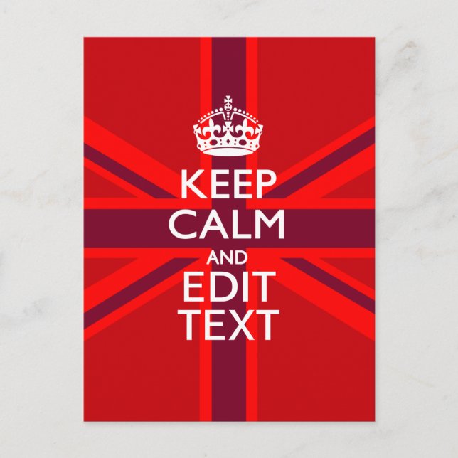 Red Burgundy Behalte Ihre Text Union Jack Flag ber Postkarte (Vorderseite)