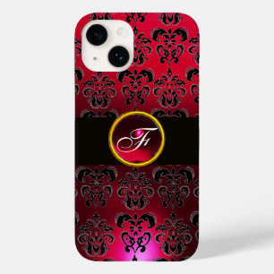 RED BURGUNDY BLACK DAMASK GEM STONE MONOGRAMM Case-Mate iPhone HÜLLE