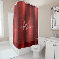Red Burgundy Brushed Metal Monogram Girl Script