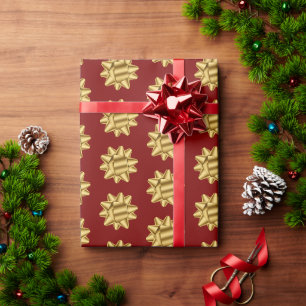 Red Burgundy Gold Glam Bows Weihnachten Geschenkpapier