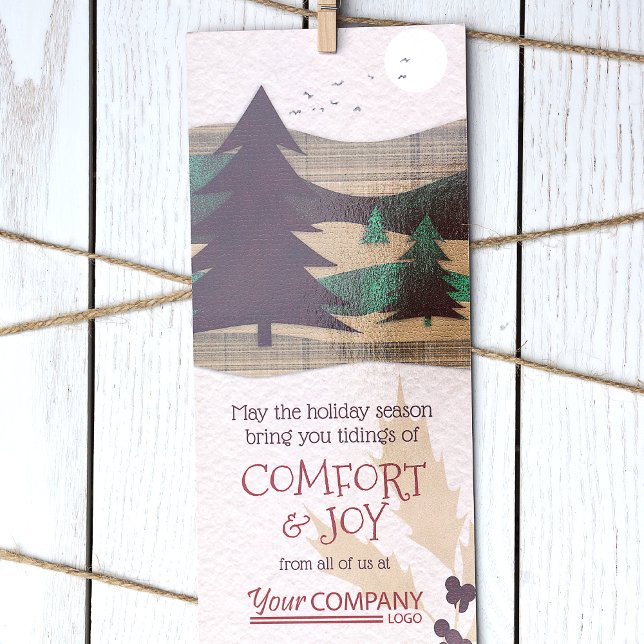 Red, Burgundy, Green Company Christmas Cards Karte (Personalized Rustic Brown Red Burgundy Forest Red Logo Company Holiday Christmas Cards Bulk Order)