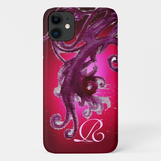 RED BURGUNDY LILA BERRIES UND WIRBEL MONOGRAM Case-Mate iPhone HÜLLE (Rückseite)