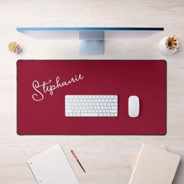 Red Burgundy Minimalistischer Personalisierter Skr Schreibtischunterlage (Büro 1)