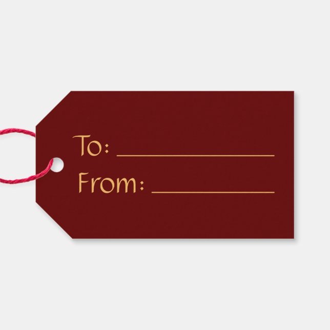 Red Burgundy To/from Elegante Weihnachten Geschenkanhänger (Rückseite Horizontal)