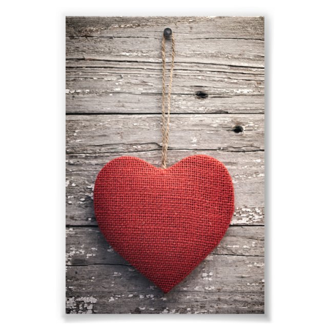 Red Burlap Heart Fotodruck (Vorne)