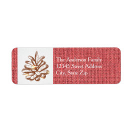 Red Burlap Pinecones Foto - Rücksendeadresse-Label