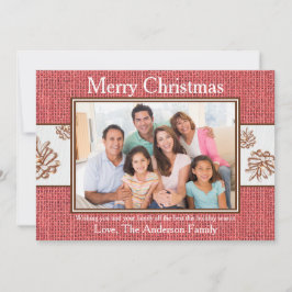 Red Burlap Pinecones Foto - Weihnachtskarte Feiertagskarte