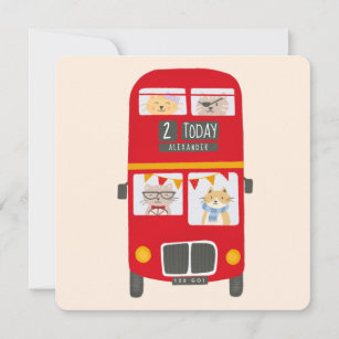 Red Bus Birthday Card Karte