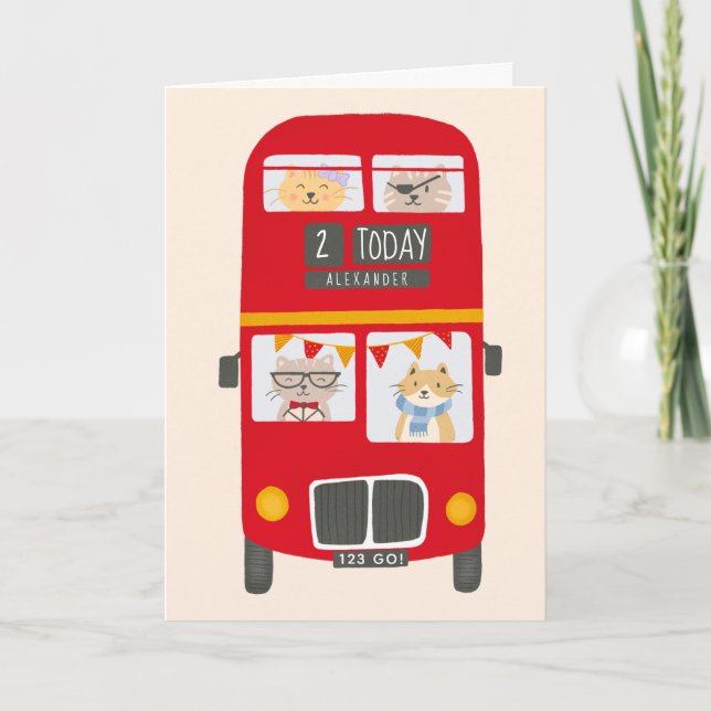 Red Bus Birthday Card Karte (Vorderseite)