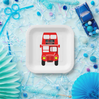 Red Bus Design Geburtstagsparty Pappteller