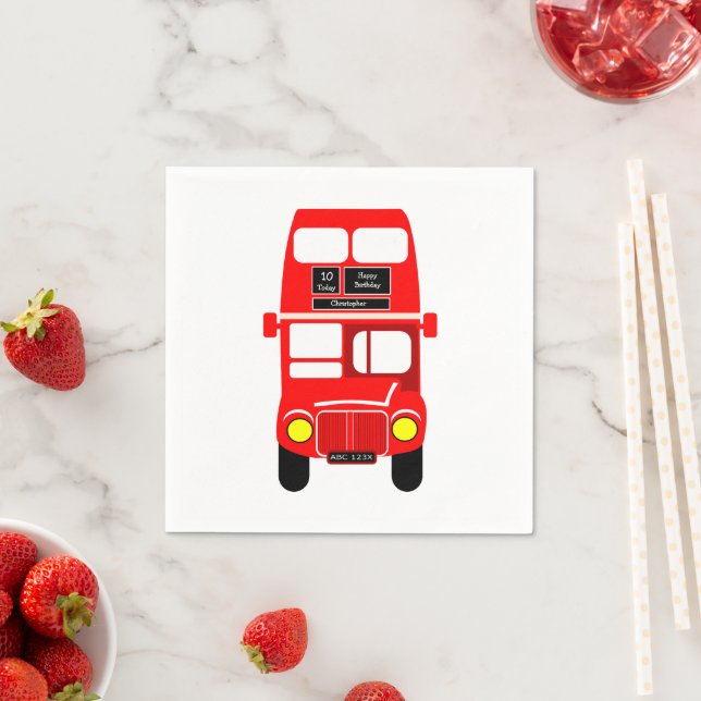 Red Bus Design Geburtstagsparty Serviette (Beispiel)
