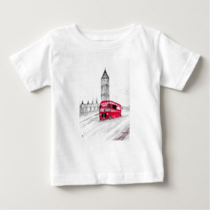 Red Bus London Vintage Wasserfarbe England Baby T-shirt