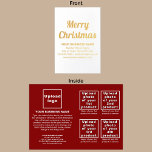 Red Business Brand on Christmas Foil Card Folienkarte<br><div class="desc">Frohe Weihnachten! Einer der bekanntesten Feiertage des Jahres. Es ist auch eine der besten Jahreszeiten, um Ihr Unternehmen zu werben oder Ihren Markennamen für Kunden oder Kunden zu fördern. Individuell anpassbare Folienkarte, die Sie mit Ihrer Firmenmarke, Ihren Produkten oder Dienstleistungen und mit Weihnachtsgrüßen versehen können. Sie können bis zu 4...</div>