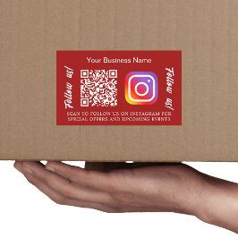 Red business name qr code Instagram Rechteckiger Aufkleber