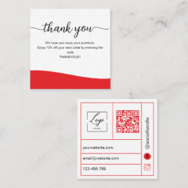 Red Business Thank You Card Order Insert Quadratische Visitenkarte