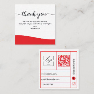 Red Business Thank You Card Order Insert Quadratische Visitenkarte
