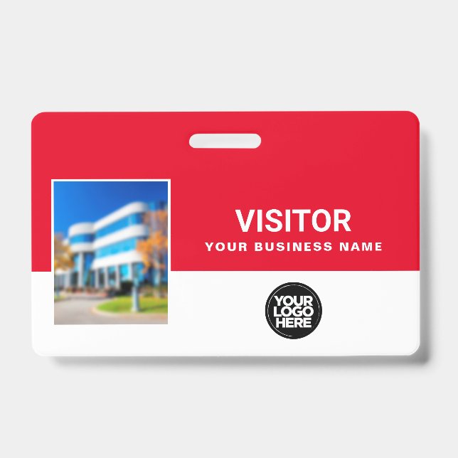 Red Business Visier Foto Bar Code, Logo Lanyard Ausweis (Vorderseite)