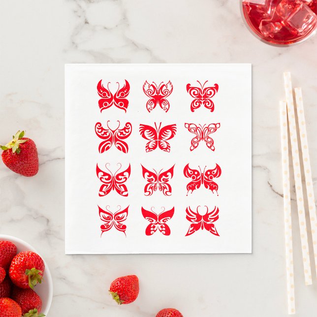 Red Butterfats Paper Napkins Serviette (Von Creator hochgeladen)