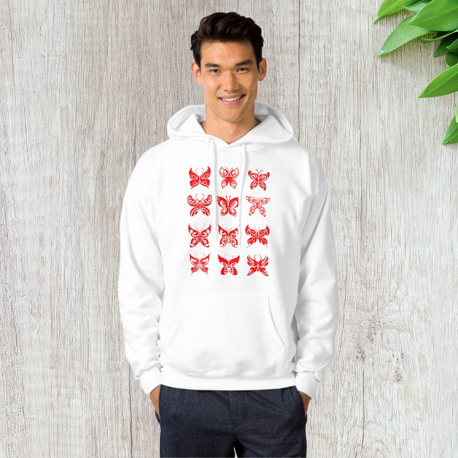 Red Butterflies Mens Hoodie (Von Creator hochgeladen)