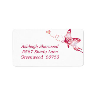 Red Butterfly Address Label Adressaufkleber