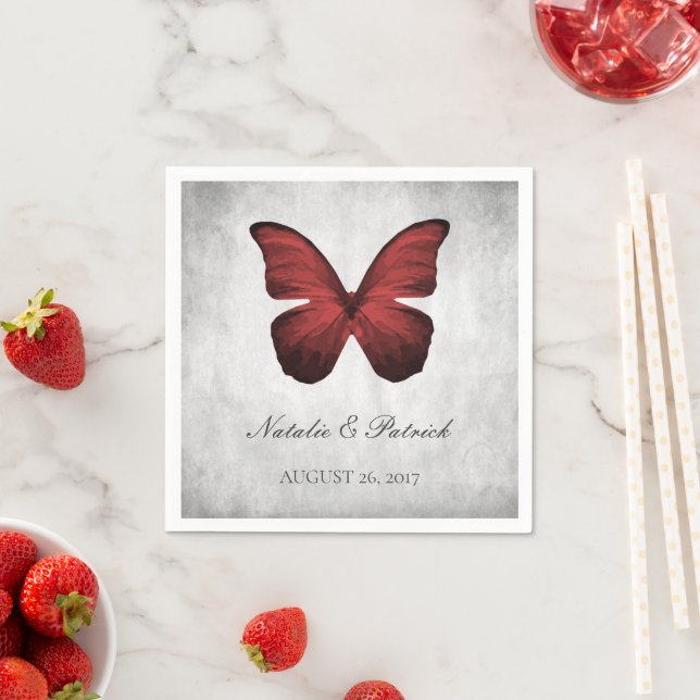 Red Butterfly Hochzeitspapier Napkins Serviette (Beispiel)