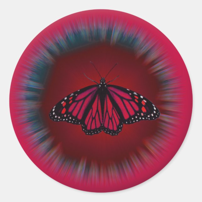 Red Butterfly Mandala Sticker (Vorderseite)