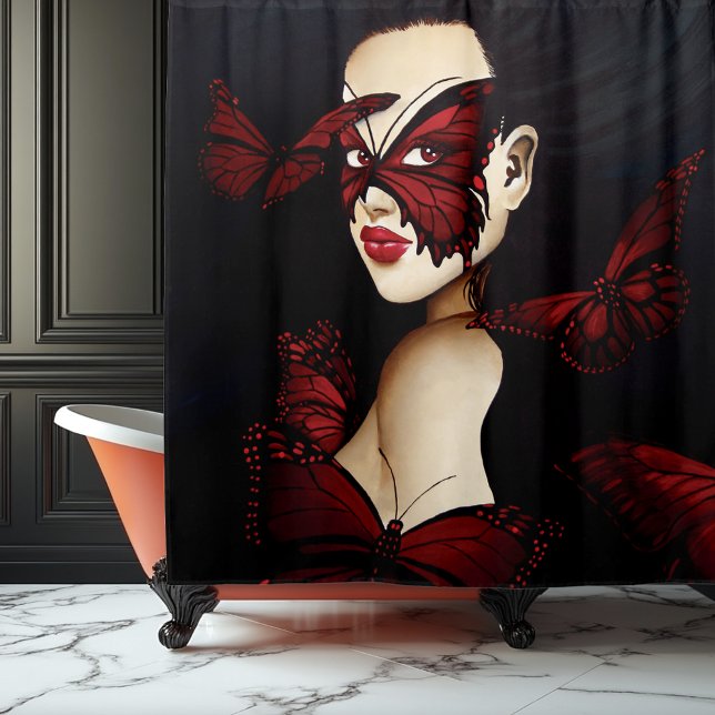 Red Butterfly Masquerade Duschvorhang (Von Creator hochgeladen)
