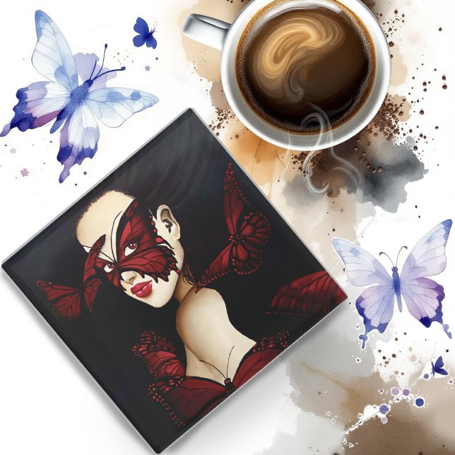 Red Butterfly Masquerade Glasuntersetzer (Von Creator hochgeladen)