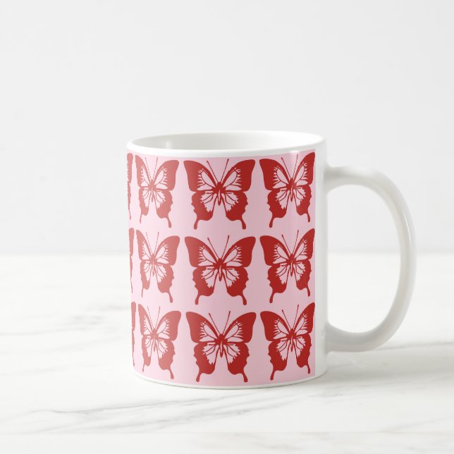 Red Butterfly Pattern Kaffeetasse (Rechts)