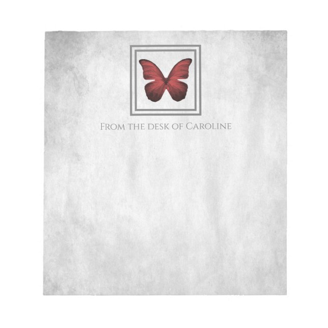Red Butterfly Personalisiert Notepad Notizblock (Vorderseite)