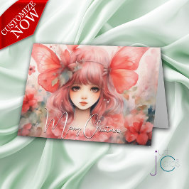 Red Butterfly Pixie Weihnachtsfeiertag Karte