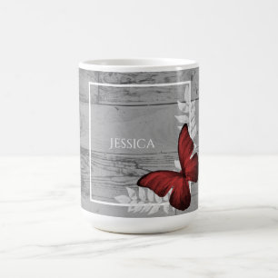 Red Butterfly Rustikale Personalisiert Coffee Tass Kaffeetasse