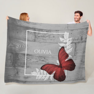 Red Butterfly Rustikales Personalisiert Fleece Bla