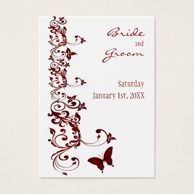 Red Butterfly Save the Date für Hochzeiten (Vorderseite)