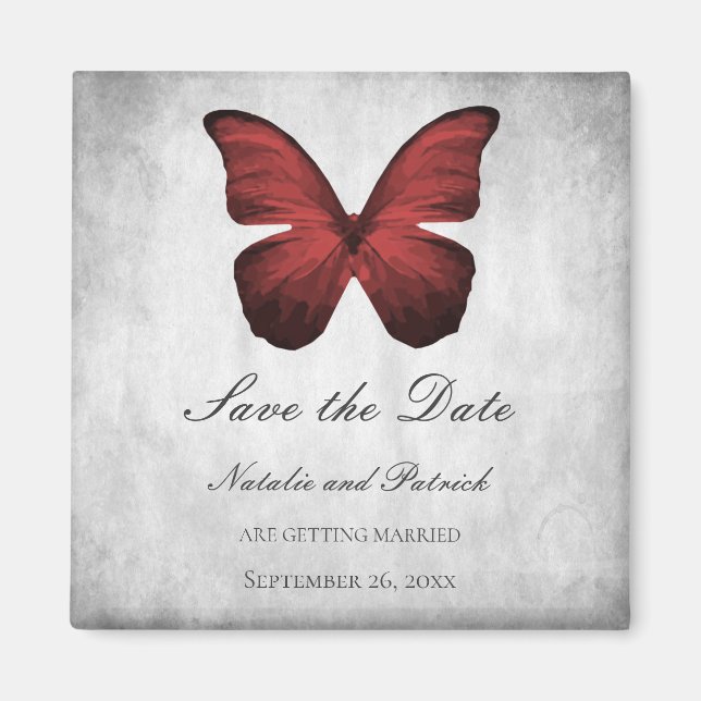Red Butterfly Save the Date Magnet (Vorne)