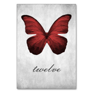 Red Butterfly Tischnummer Card