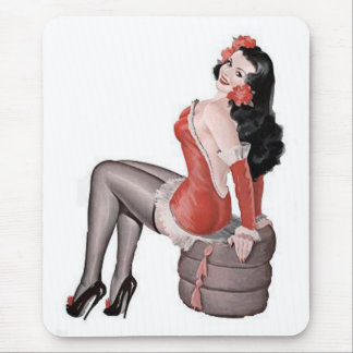 Red Button Up Girl Mouse Pad Mousepad