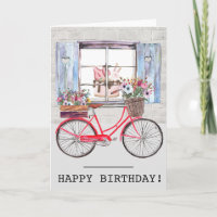 Red Bycycle mit Blume Basket Sommer Geburtstag